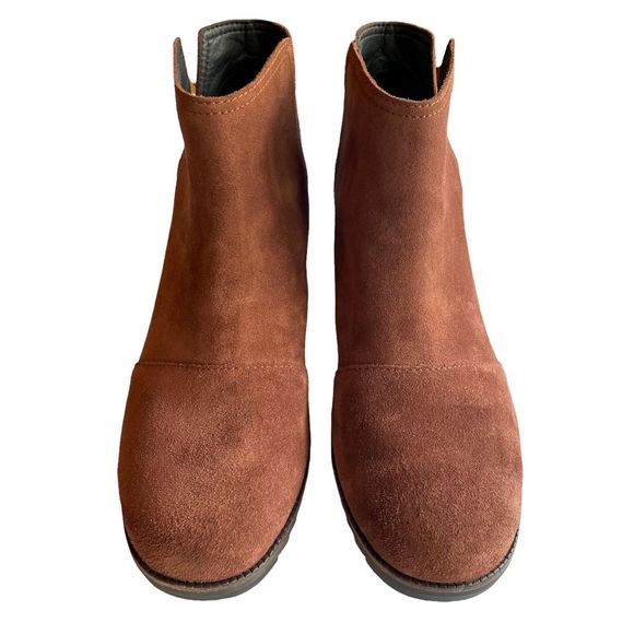 Sorel Cate Suede Cut Out Heeled Booties Burro Brown - Picture 10 of 17